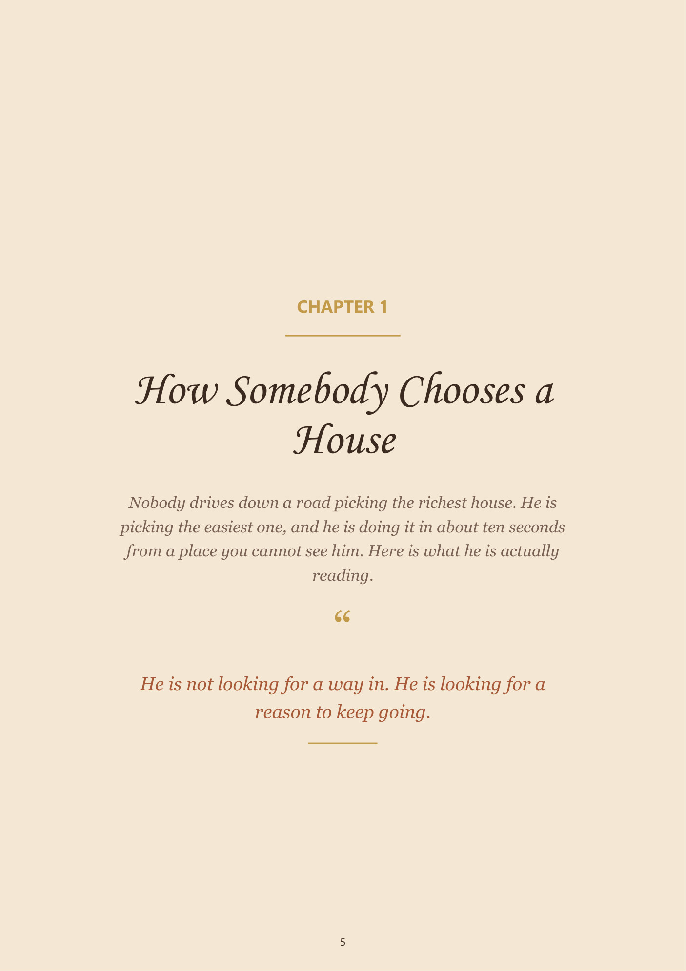 The free chapter, open on a table